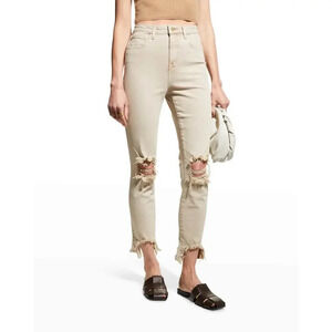 L'Agence High Line High Rise Women's Cropped Skinny Jeans Biscuit Destructed 24